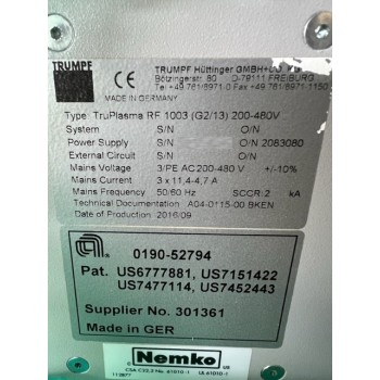 AMAT 0190-52794 Generator HFRF,AFT 3000W Analog 300MM Producer